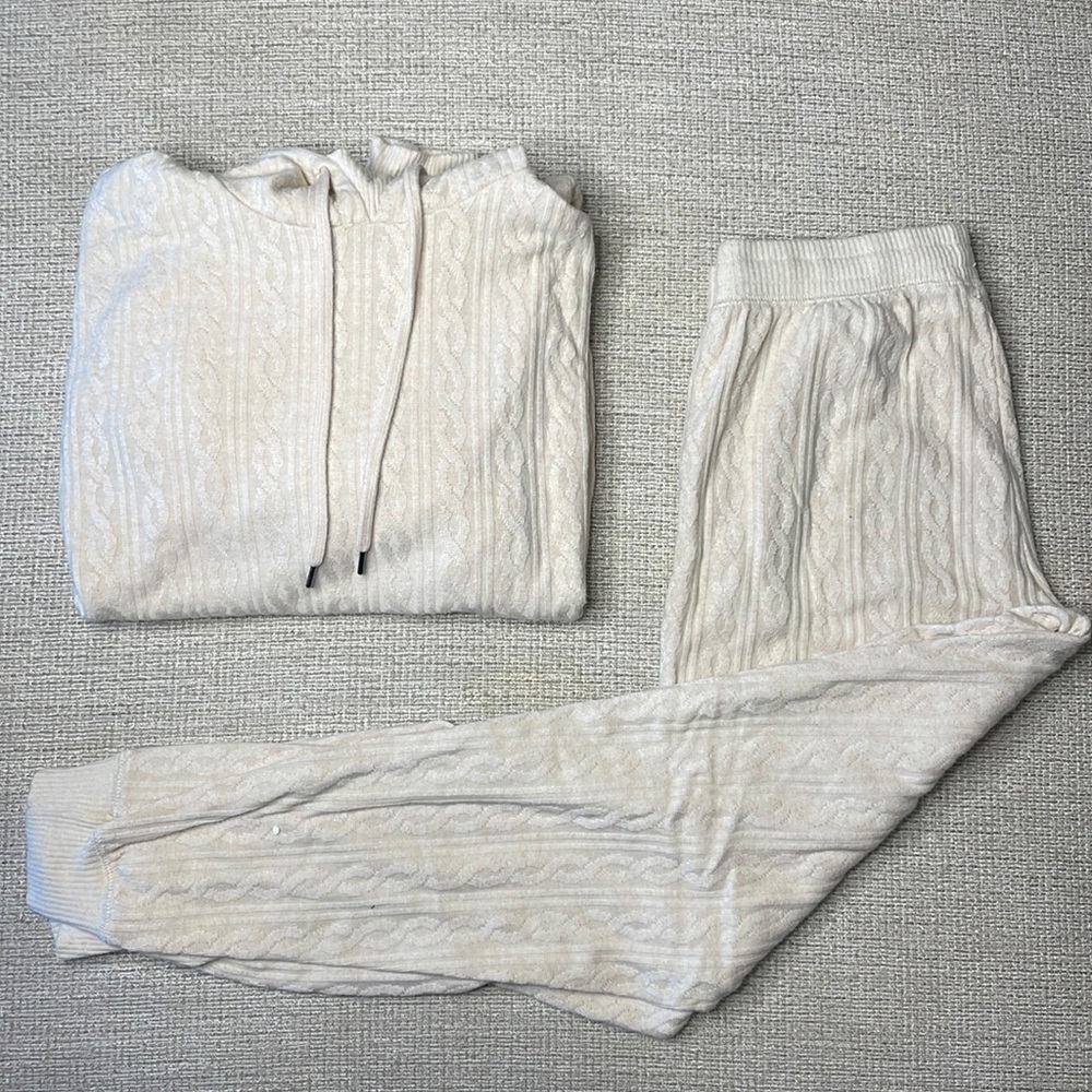 Cream P.J. Salvage Hoodie and Sweatpants Set - Picture 1 of 8
